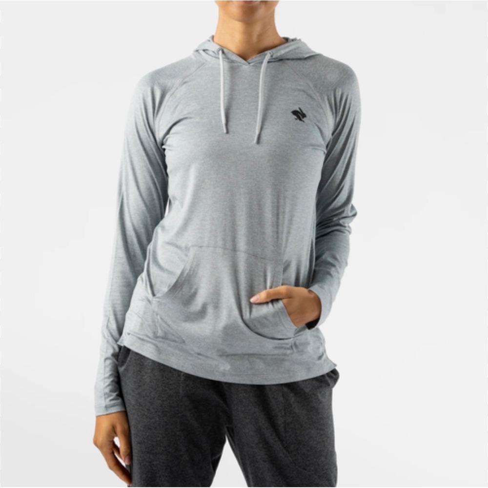 Rabbit EZ Hoodie Womens Small Heather Grey Running Performance Long Sleeve Shirt